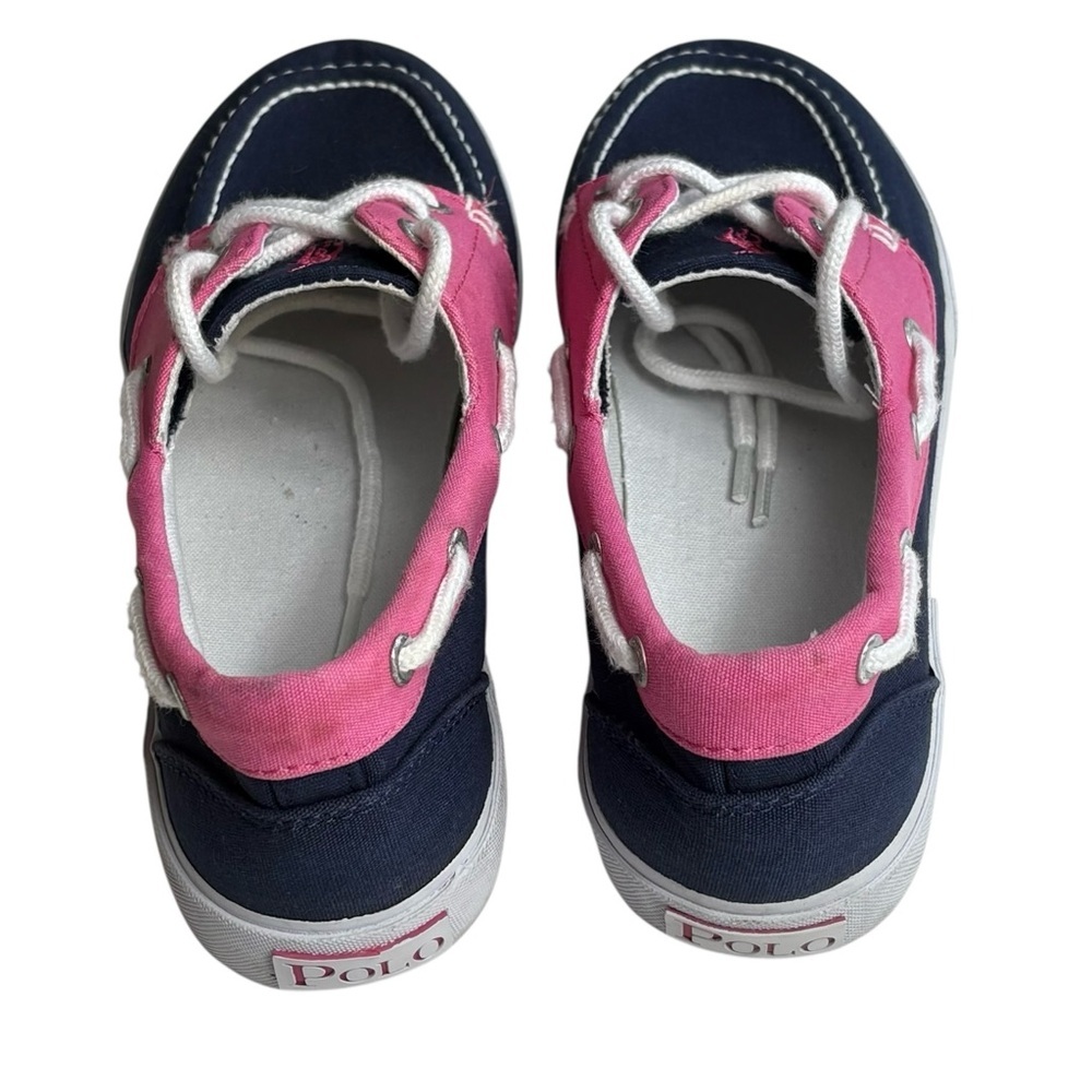 Polo Ralph Lauren Lilia Canvas Boat Shoes Size 6.5 Pink Navy - Picture 3 of 8
